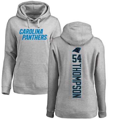Carolina Panthers Ash Women Shaq Thompson Backer NFL Football #54 Pullover Hoodie Sweatshirts->women nfl jersey->Women Jersey